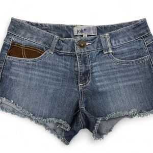 Low rise Jolt Washed Blue Denim Frayed Hem Cutoff Shorts